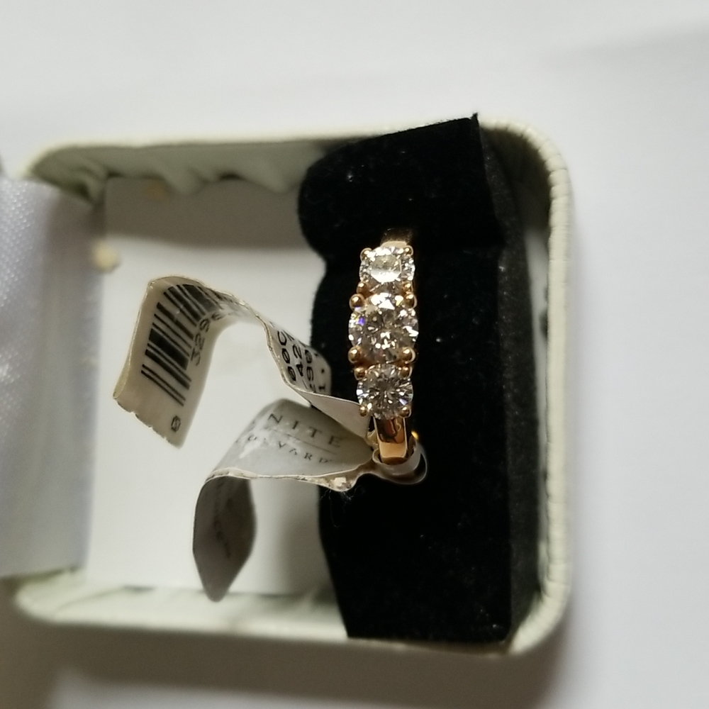 14k MOISSANITE 1 CT RING, SOLID GOLD SHANK.